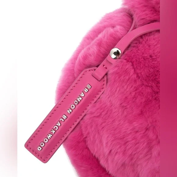 Brandon Blackwood Parker Shoulder Bag in Hot Pink Rex Rabbit Fur - Picture 3 of 13